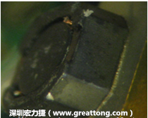 使用銀(Ag)鍍層的電源電感器(Power Inductors)，經(jīng)過推力測試后，零件端點上已經(jīng)看不到任何鍍層的痕跡了，所以其耐推力就比較小。