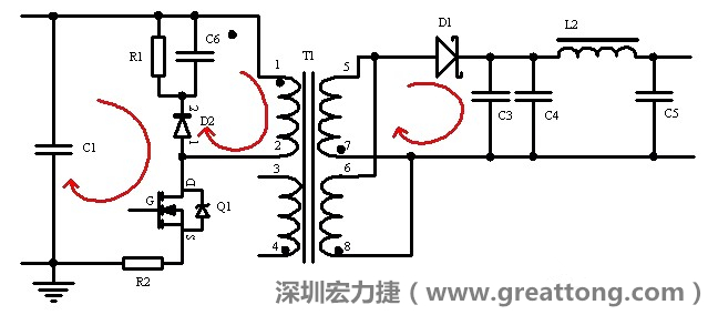 元件布局的時(shí)候，要優(yōu)先考慮高頻脈沖電流和大電流的環(huán)路面積，盡可能地減小,以抑制開(kāi)關(guān)電源的輻射干擾