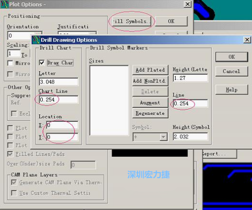 轉(zhuǎn)孔圖時也需在Customize Document欄點(diǎn)擊Option，在彈出的Plot Options-窗口中選擇Drill Symbols